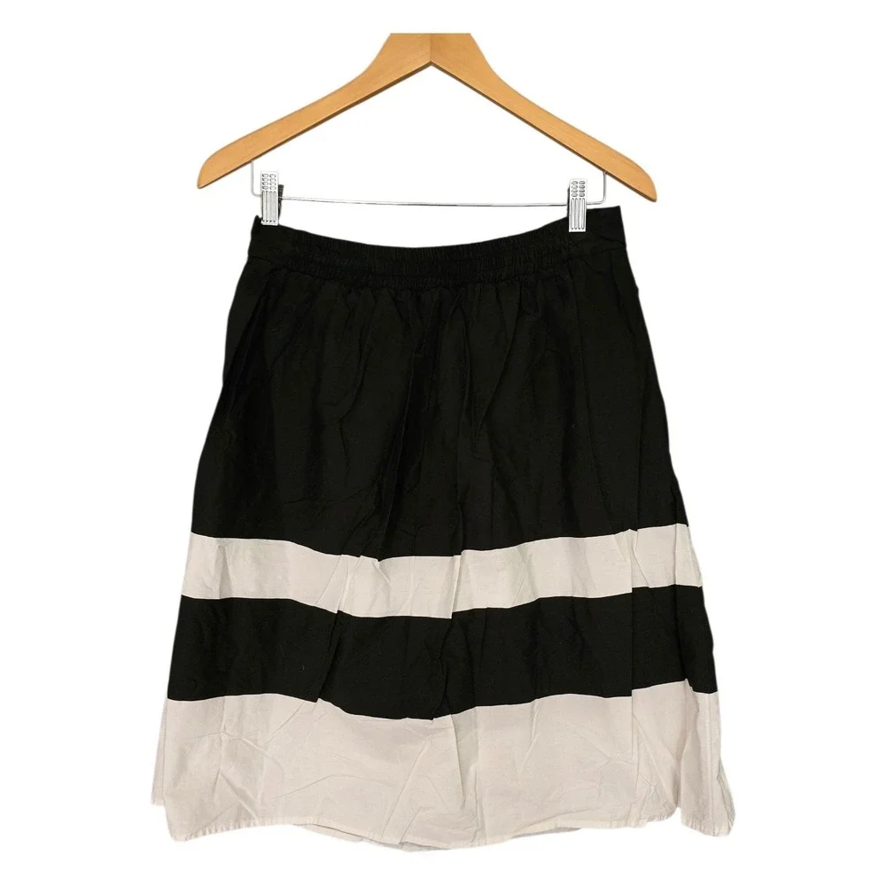 Zara Basic Minimalist Nautical Striped A-Line Midi Skirt Women's Size Medium